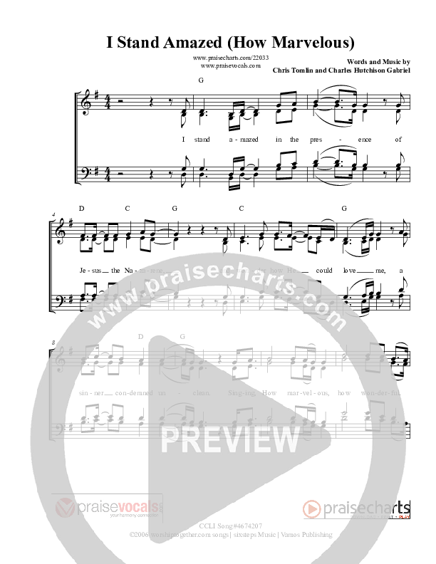 How Marvelous (I Stand Amazed) Lead Sheet (PraiseVocals)