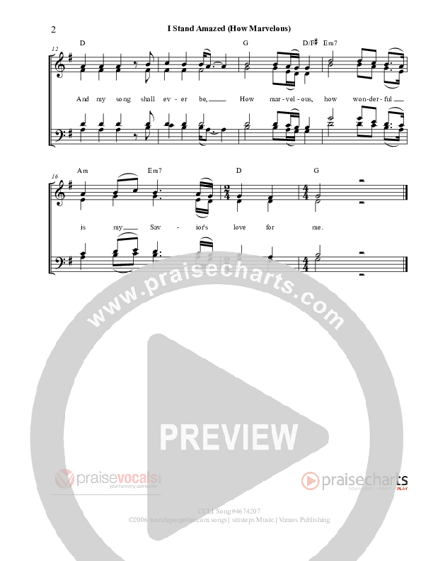 How Marvelous (I Stand Amazed) Lead Sheet (PraiseVocals)