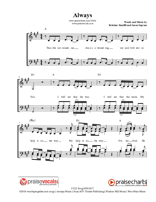 Always Lead Sheet (SAT) (PraiseVocals)