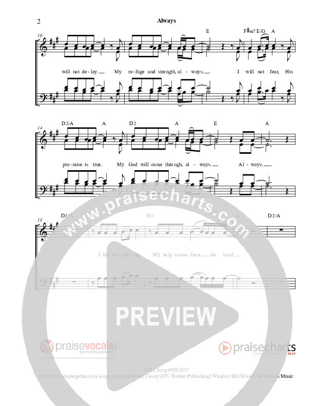 Always Lead Sheet (SAT) (PraiseVocals)