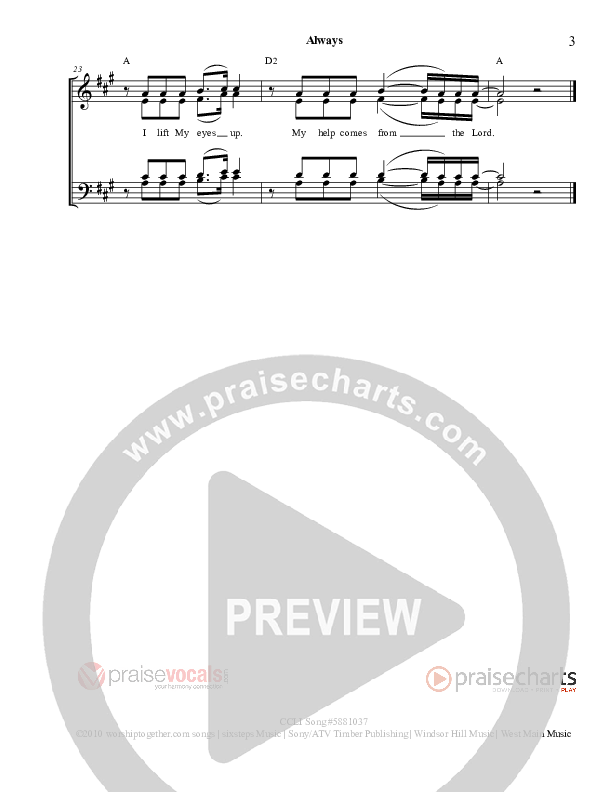 Always Lead Sheet (SAT) (PraiseVocals)