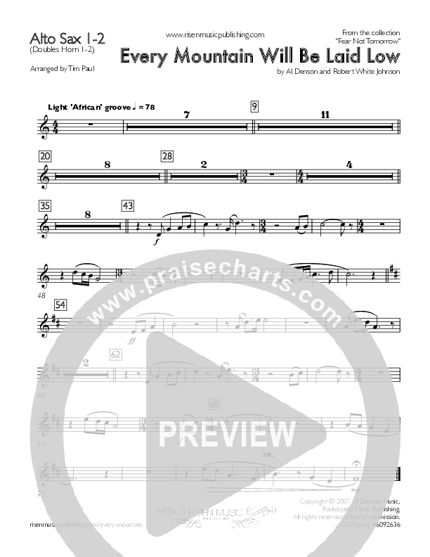Every Mountain Will Be Laid Low Alto Sax 1/2 (Concord Worship / Mike Haight / David Wise)