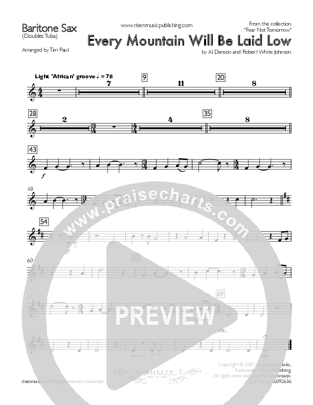 Every Mountain Will Be Laid Low Bari Sax (Concord Worship / Mike Haight / David Wise)