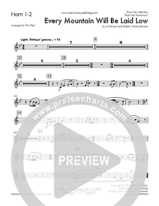 Every Mountain Will Be Laid Low French Horn 1/2 (Concord Worship / Mike Haight / David Wise)