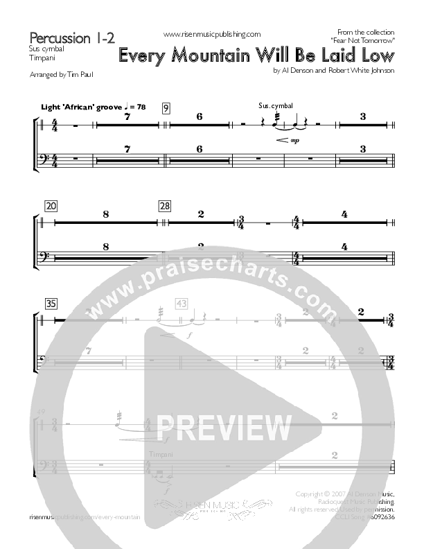 Every Mountain Will Be Laid Low Percussion 1/2 (Concord Worship / Mike Haight / David Wise)
