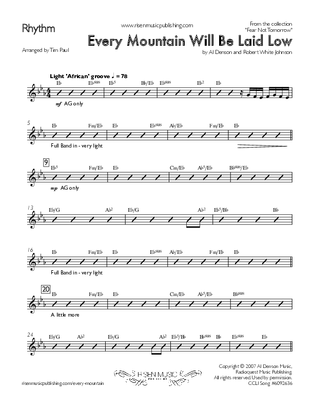Every Mountain Will Be Laid Low Rhythm Chart (Concord Worship / Mike Haight / David Wise)