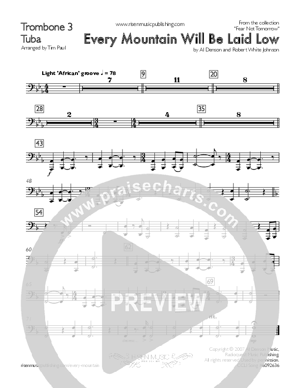 Every Mountain Will Be Laid Low Trombone 3/Tuba (Concord Worship / Mike Haight / David Wise)