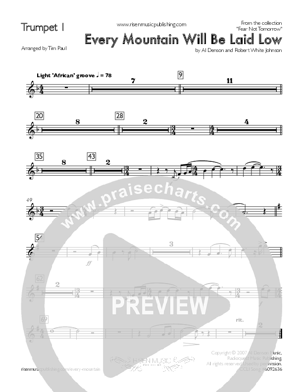Every Mountain Will Be Laid Low Trumpet 1 (Concord Worship / Mike Haight / David Wise)