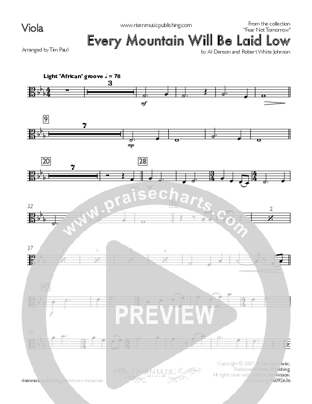 Every Mountain Will Be Laid Low Viola (Concord Worship / Mike Haight / David Wise)