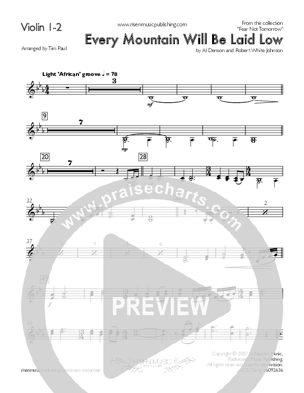 Every Mountain Will Be Laid Low Violin 1/2 (Concord Worship / Mike Haight / David Wise)