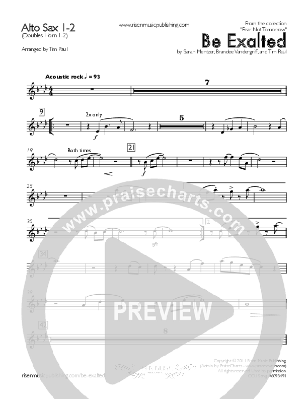 Be Exalted Alto Sax 1/2 (Concord Worship / Destiny Rambo McGuire)