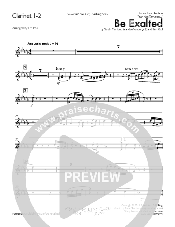 Be Exalted Clarinet 1/2 (Concord Worship / Destiny Rambo McGuire)