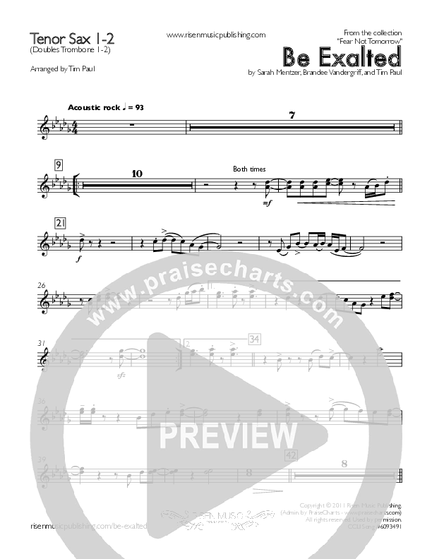 Be Exalted Tenor Sax 1/2 (Concord Worship / Destiny Rambo McGuire)