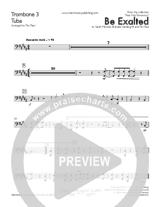 Be Exalted Trombone 3/Tuba (Concord Worship / Destiny Rambo McGuire)