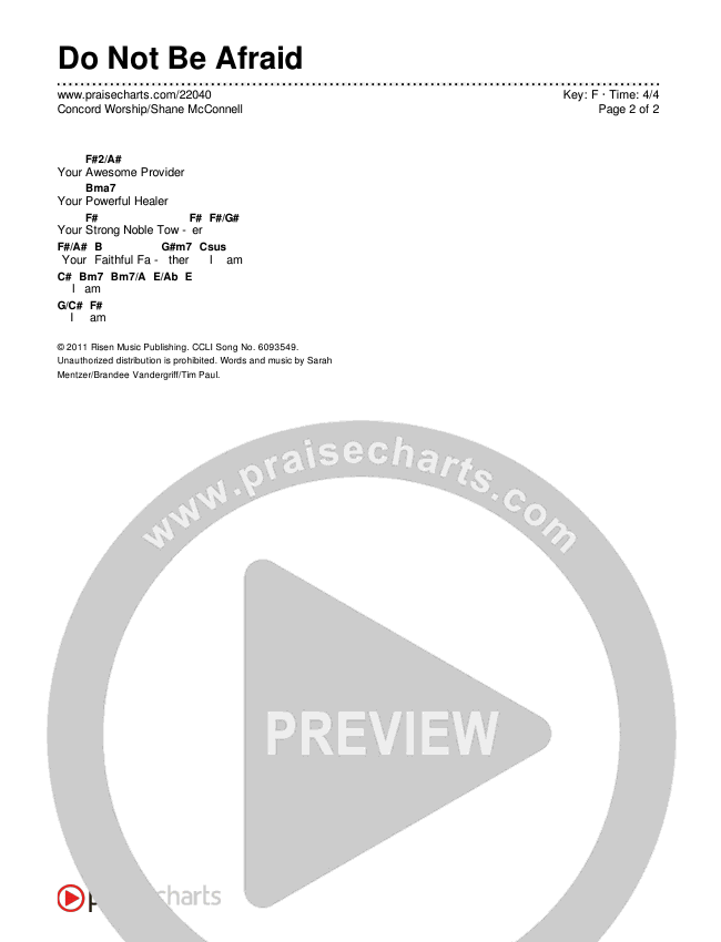 Do Not Be Afraid Chords & Lyrics (Concord Worship / Shane McConnell)