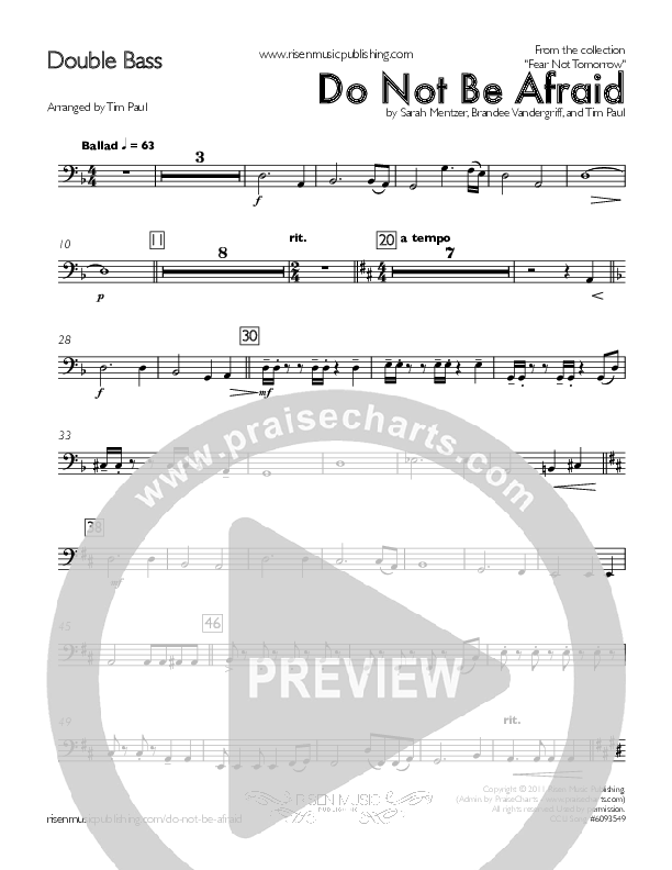 Do Not Be Afraid Double Bass (Concord Worship / Shane McConnell)