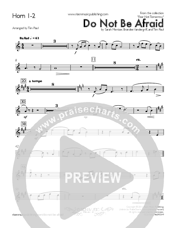 Do Not Be Afraid French Horn 1/2 (Concord Worship / Shane McConnell)