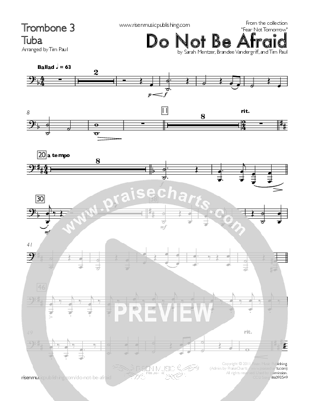 Do Not Be Afraid Trombone 3/Tuba (Concord Worship / Shane McConnell)