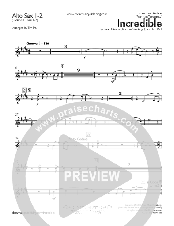 Incredible Alto Sax 1/2 (Concord Worship / Mike Haight)