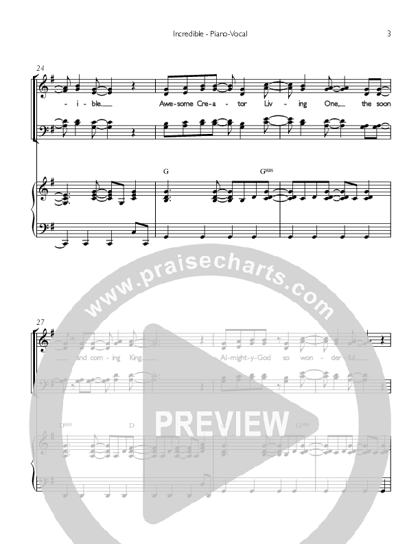 Incredible Piano/Vocal (SATB) (Concord Worship / Mike Haight)