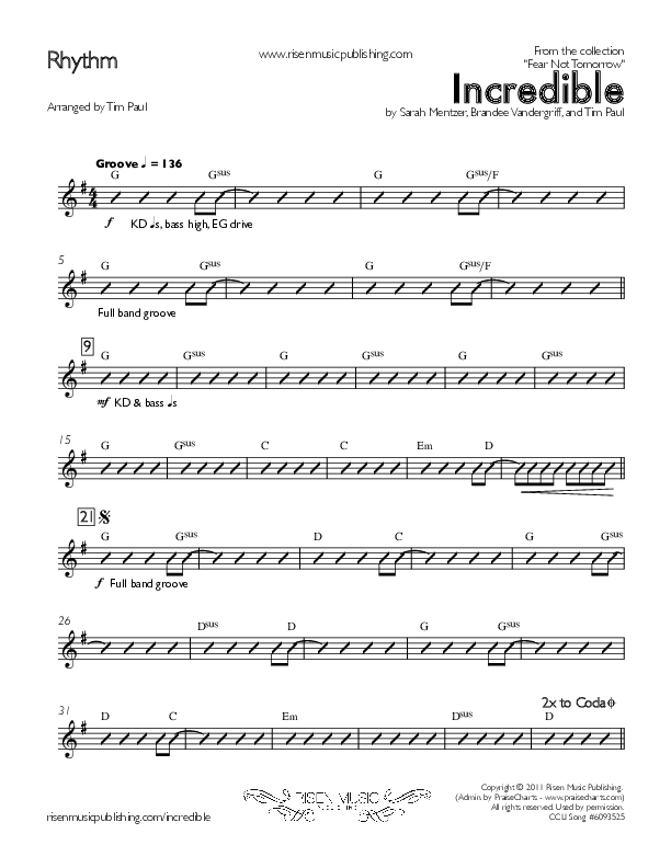 Incredible Rhythm Chart (Concord Worship / Mike Haight)