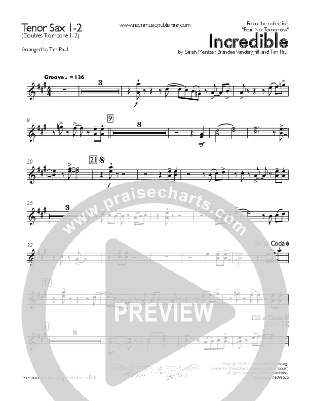 Incredible Tenor Sax 1/2 (Concord Worship / Mike Haight)