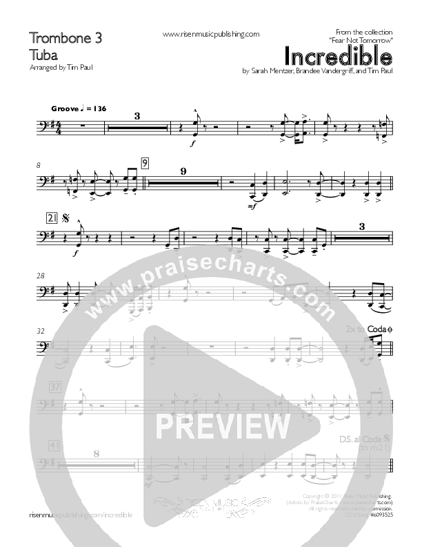 Incredible Trombone 3/Tuba (Concord Worship / Mike Haight)