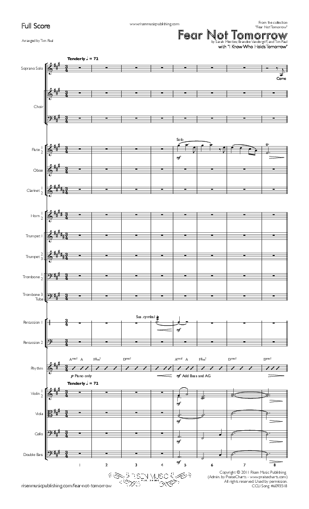 Fear Not Tomorrow Conductor's Score (Concord Worship / Sarah Mentzer)