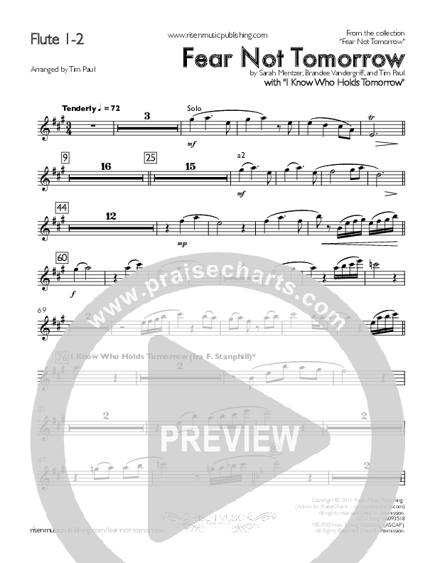 Fear Not Tomorrow Flute 1/2 (Concord Worship / Sarah Mentzer)