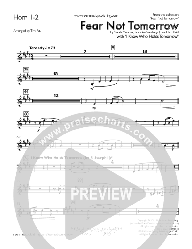Fear Not Tomorrow French Horn 1/2 (Concord Worship / Sarah Mentzer)