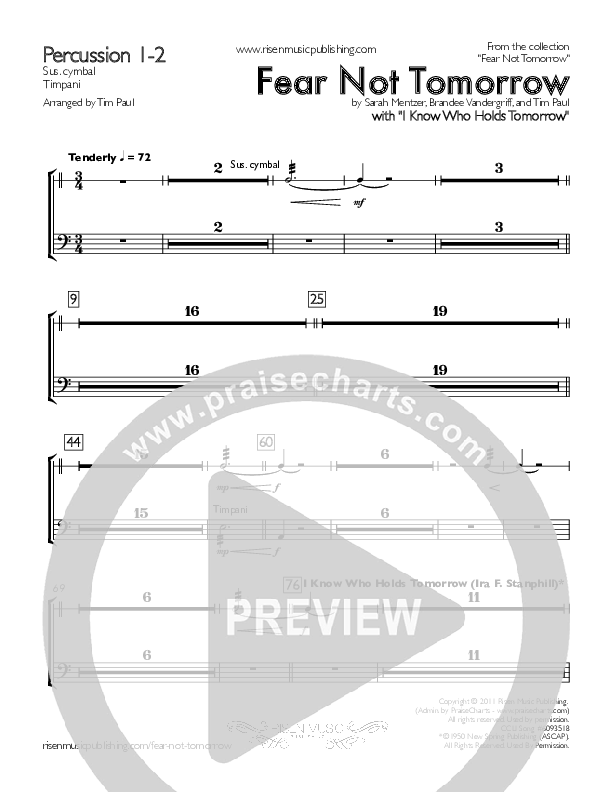 Fear Not Tomorrow Percussion 1/2 (Concord Worship / Sarah Mentzer)