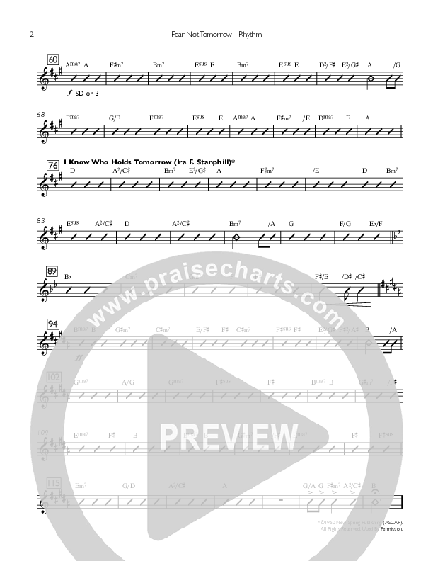Fear Not Tomorrow Rhythm Chart (Concord Worship / Sarah Mentzer)