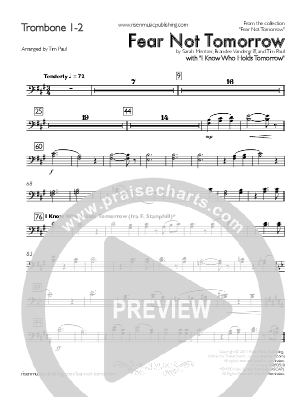 Fear Not Tomorrow Trombone 1/2 (Concord Worship / Sarah Mentzer)