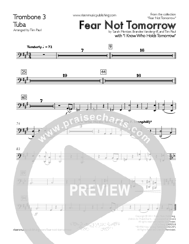 Fear Not Tomorrow Trombone 3/Tuba (Concord Worship / Sarah Mentzer)