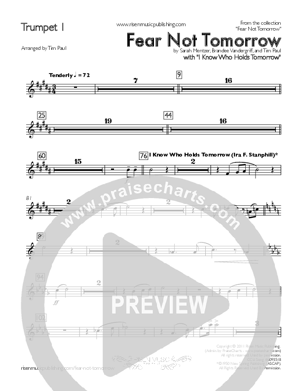 Fear Not Tomorrow Trumpet 1 (Concord Worship / Sarah Mentzer)