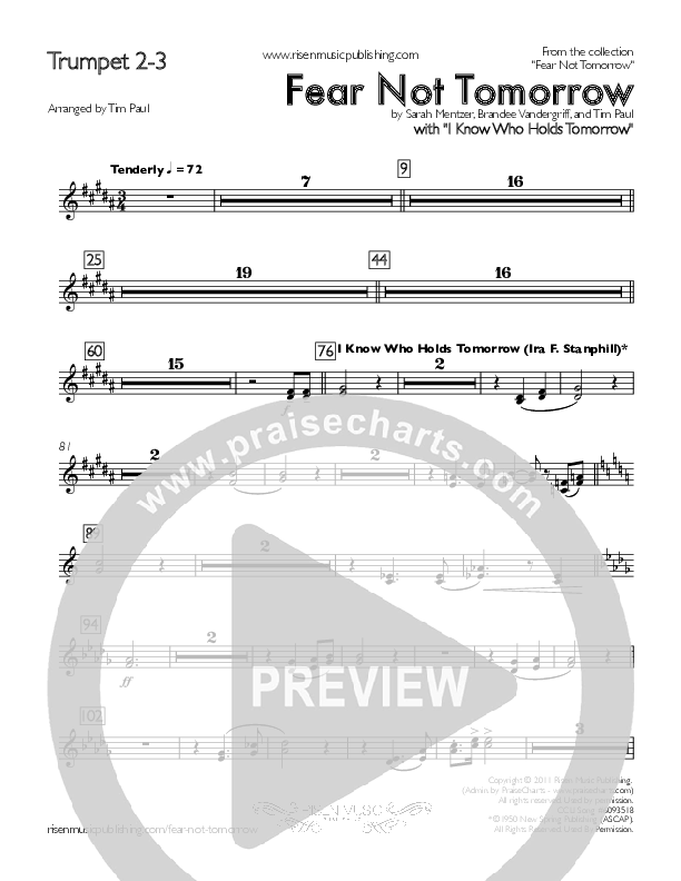 Fear Not Tomorrow Trumpet 2/3 (Concord Worship / Sarah Mentzer)