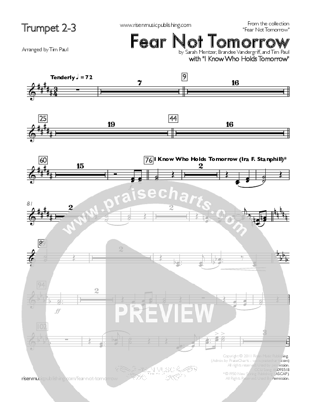 Fear Not Tomorrow Trumpet 2/3 (Concord Worship / Sarah Mentzer)