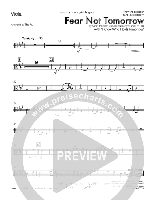 Fear Not Tomorrow Viola (Concord Worship / Sarah Mentzer)