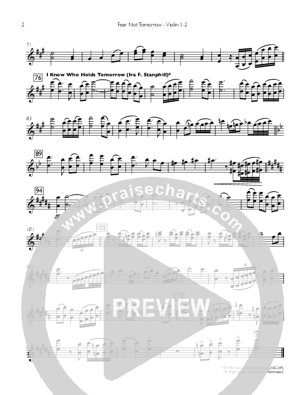 Fear Not Tomorrow Violin 1/2 (Concord Worship / Sarah Mentzer)