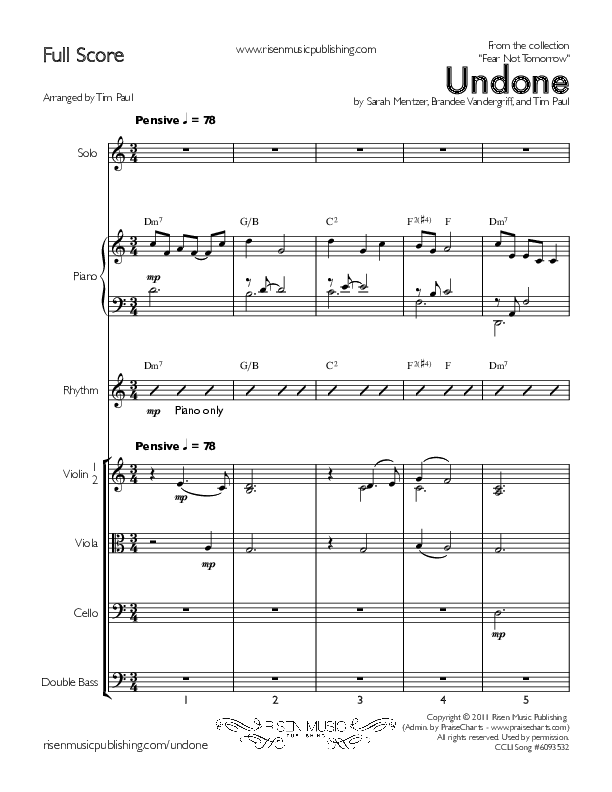 Undone Conductor's Score (Concord Worship / Julie Elias)