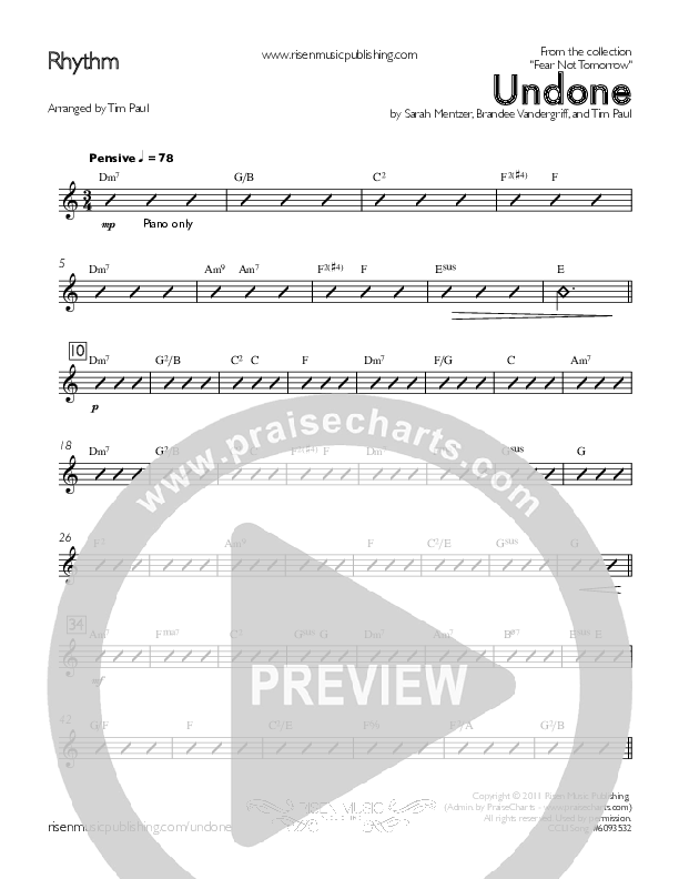 Undone Rhythm Chart (Concord Worship / Julie Elias)