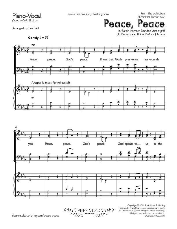 Peace Peace Piano/Vocal (SATB) (Concord Worship / Lisa Bevill)