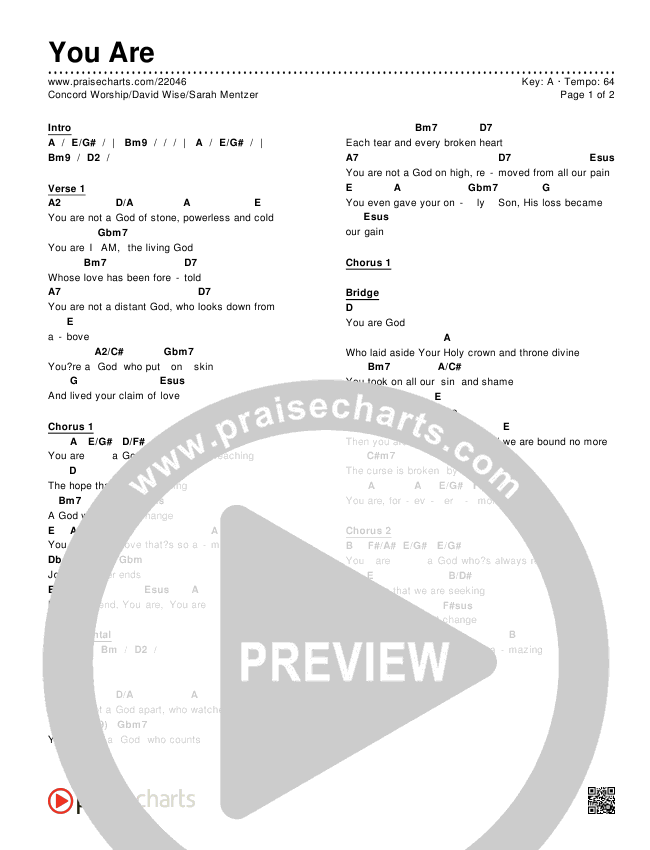 You Are Chords & Lyrics (Concord Worship / David Wise / Sarah Mentzer)