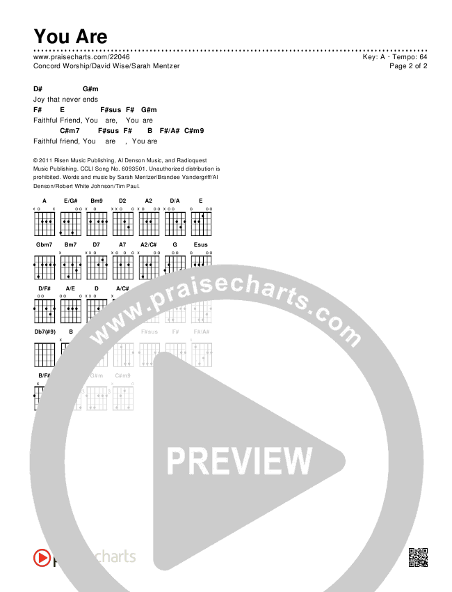 You Are Chords & Lyrics (Concord Worship / David Wise / Sarah Mentzer)