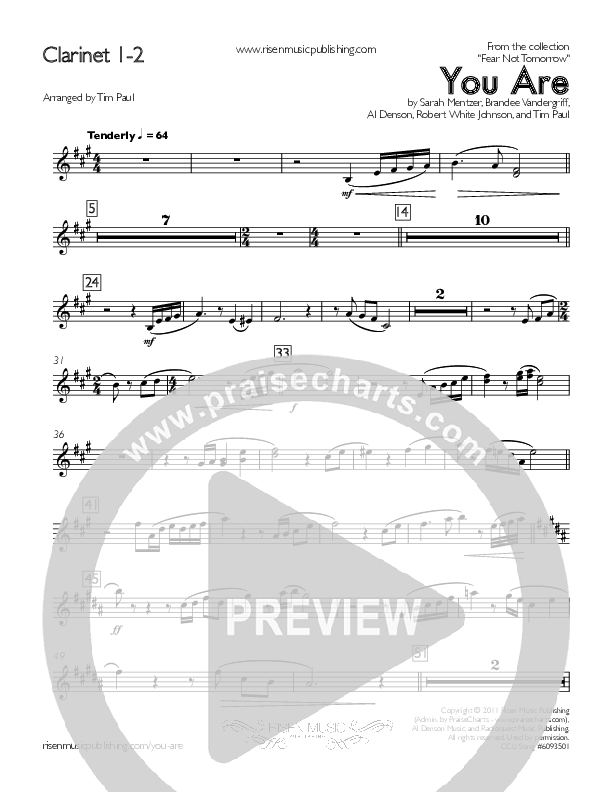 You Are Clarinet 1/2 (Concord Worship / David Wise / Sarah Mentzer)