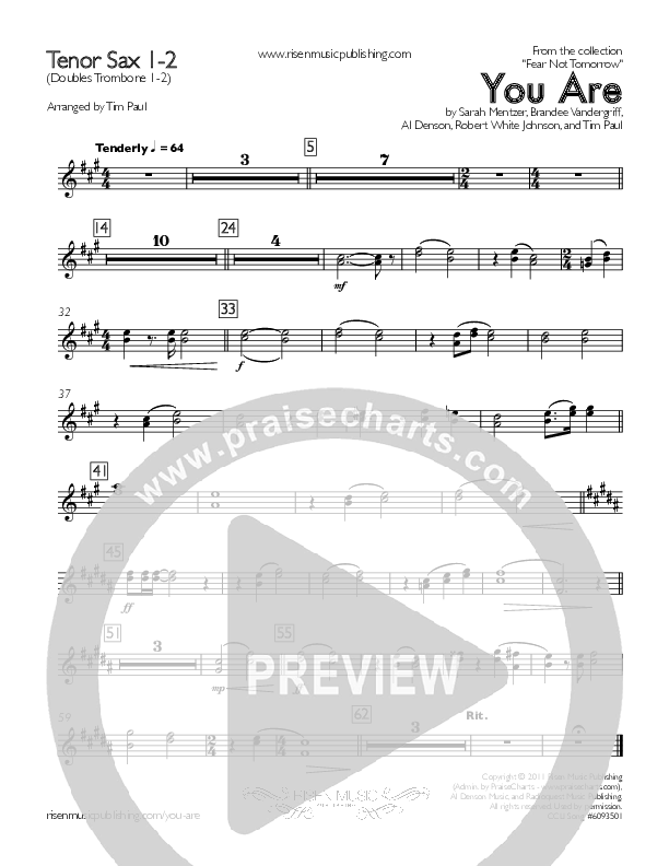 You Are Tenor Sax 1/2 (Concord Worship / David Wise / Sarah Mentzer)