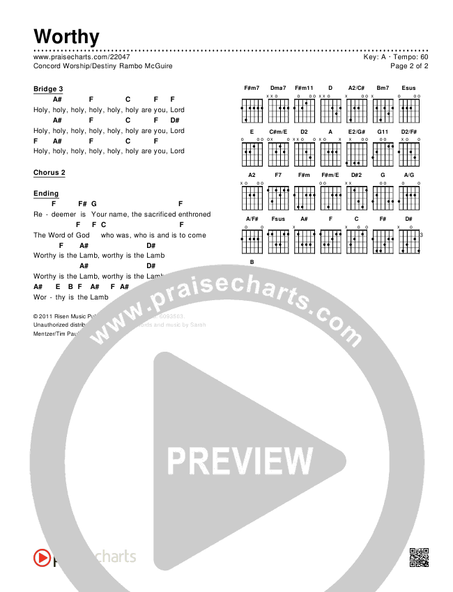 Worthy Chords & Lyrics (Concord Worship / Destiny Rambo McGuire)