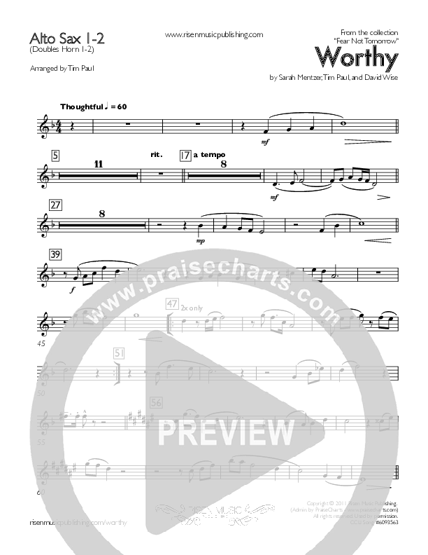 Worthy Alto Sax 1/2 (Concord Worship / Destiny Rambo McGuire)