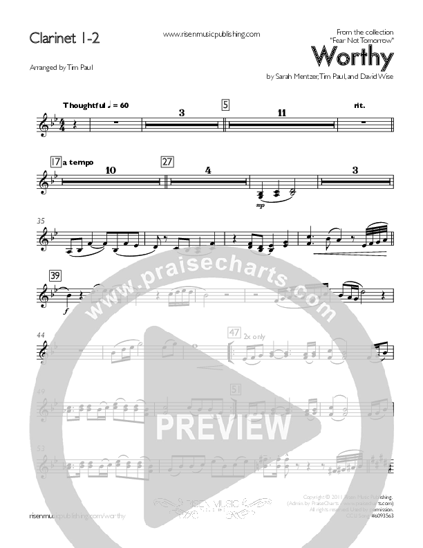 Worthy Clarinet 1/2 (Concord Worship / Destiny Rambo McGuire)