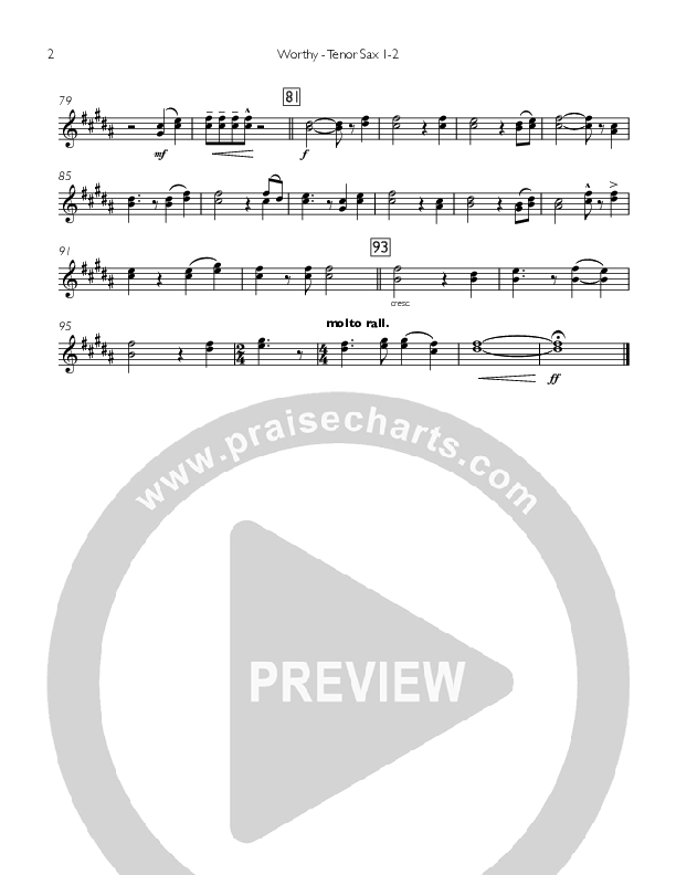 Worthy Tenor Sax 1/2 (Concord Worship / Destiny Rambo McGuire)